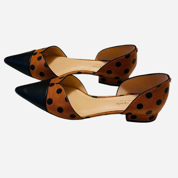 kate spade Shoes - Kate Spade New York Polka Dot D’Orsay Flats Black & Brown Pointed Toe sz 6